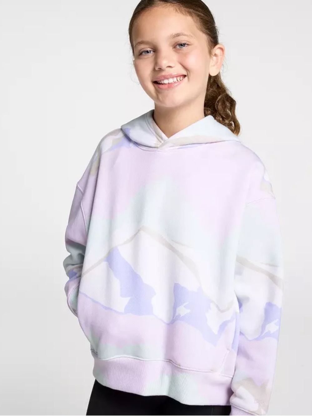 NWT DSG Girls' Classic Fleece Hoodie Slope Scene Crisp Peri Size Medium